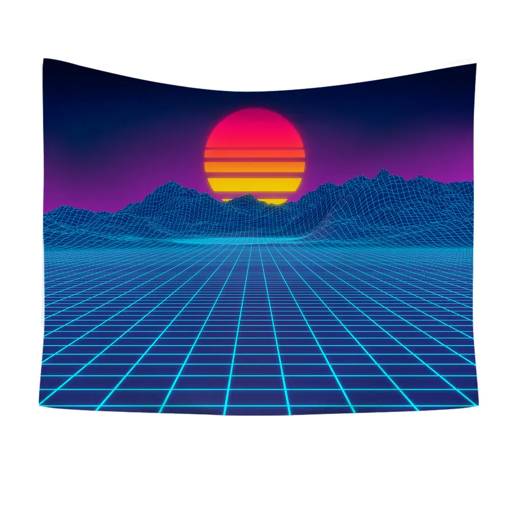 Cyberpunk Sunset Wall Tapestry 12