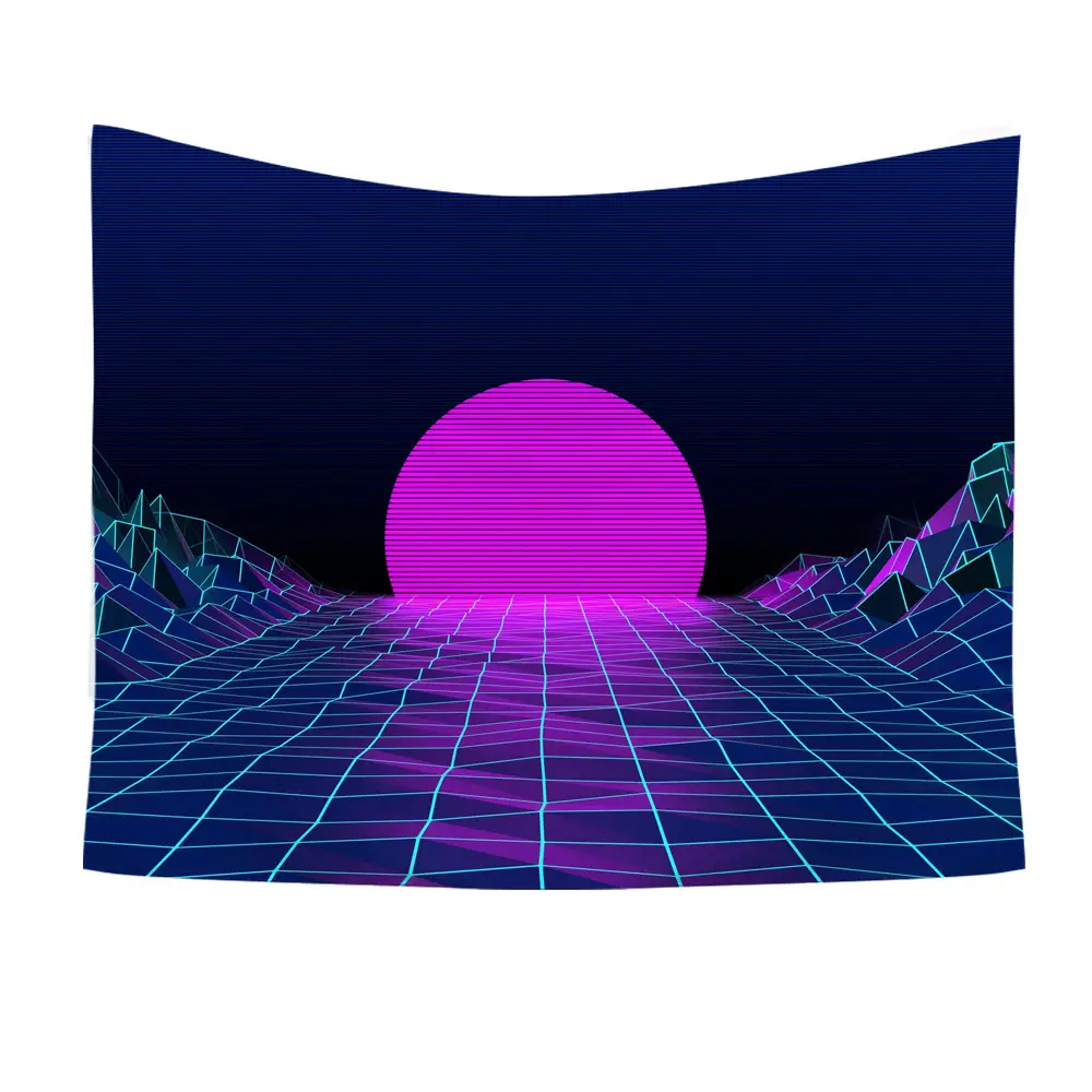 Cyberpunk Sunset Wall Tapestry 2