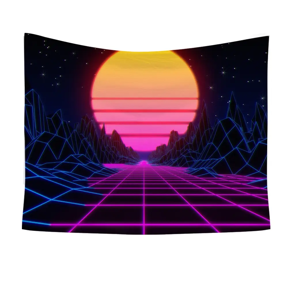 Cyberpunk Sunset Wall Tapestry 3