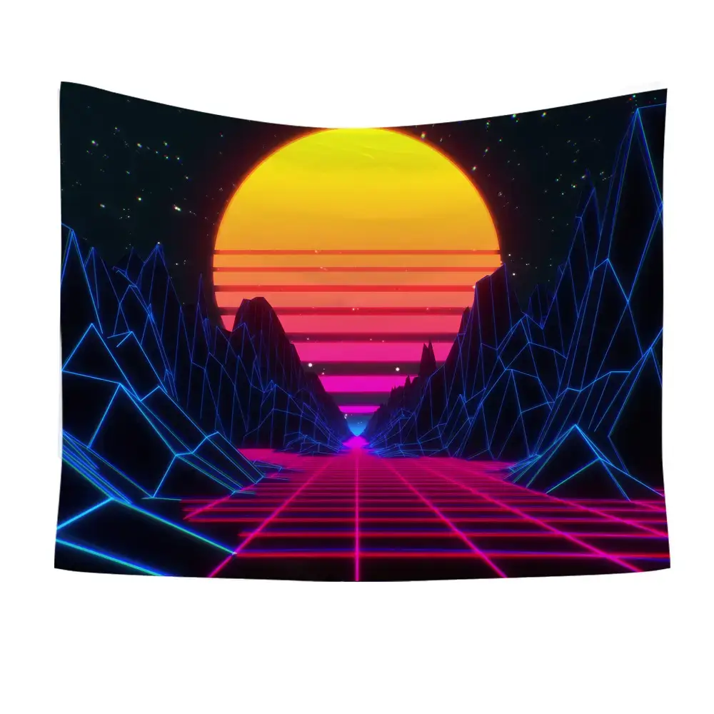 Cyberpunk Sunset Wall Tapestry 5