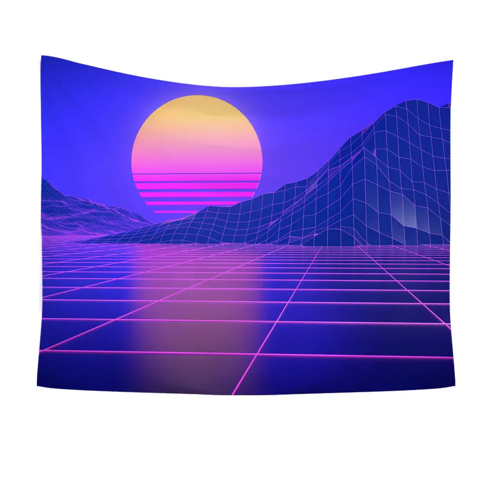 Cyberpunk Sunset Wall Tapestry 6