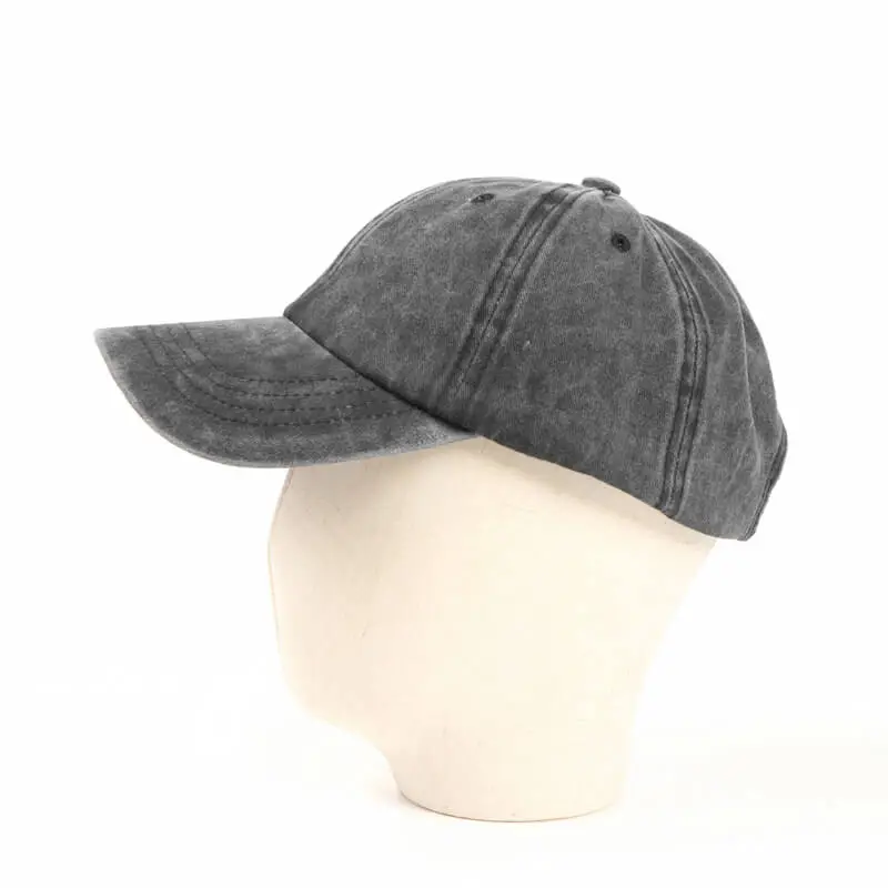Details Washed Cotton Soft Top Distressed Denim Baseball Cap 3