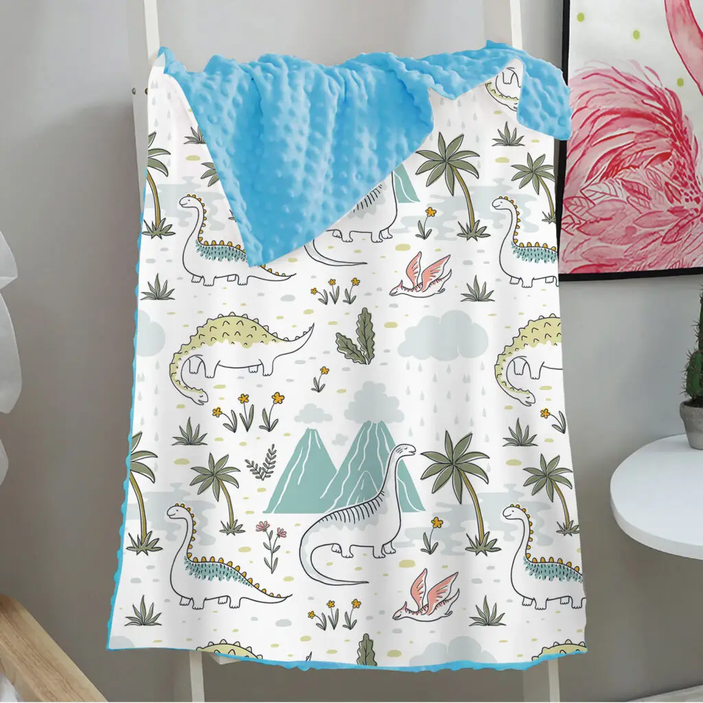 Dinosaur Toddler Baby Minky Blanket 1