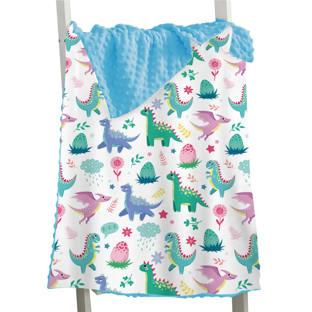 Dinosaur Toddler Baby Minky Blanket 18