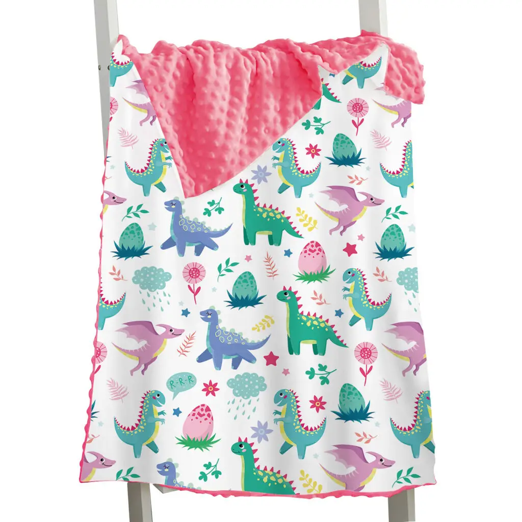 Dinosaur Toddler Baby Minky Blanket 19