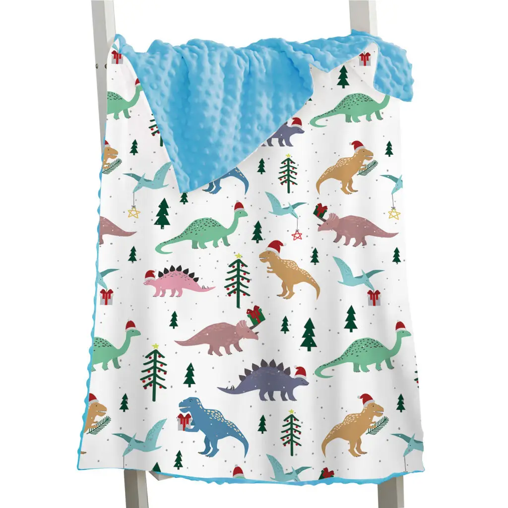Dinosaur Toddler Baby Minky Blanket 22