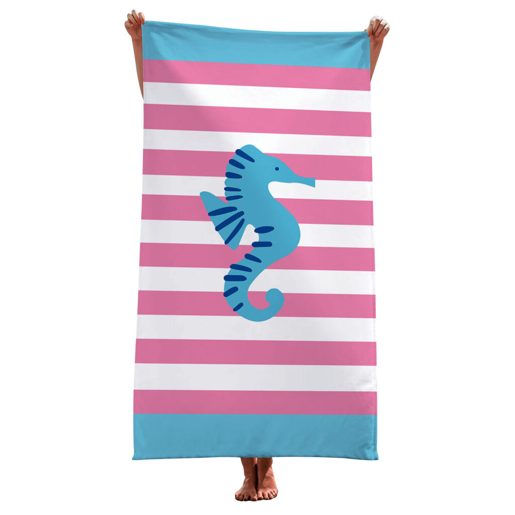Dinosaur Whale Seahorse Striped Animal Beach Towel 11