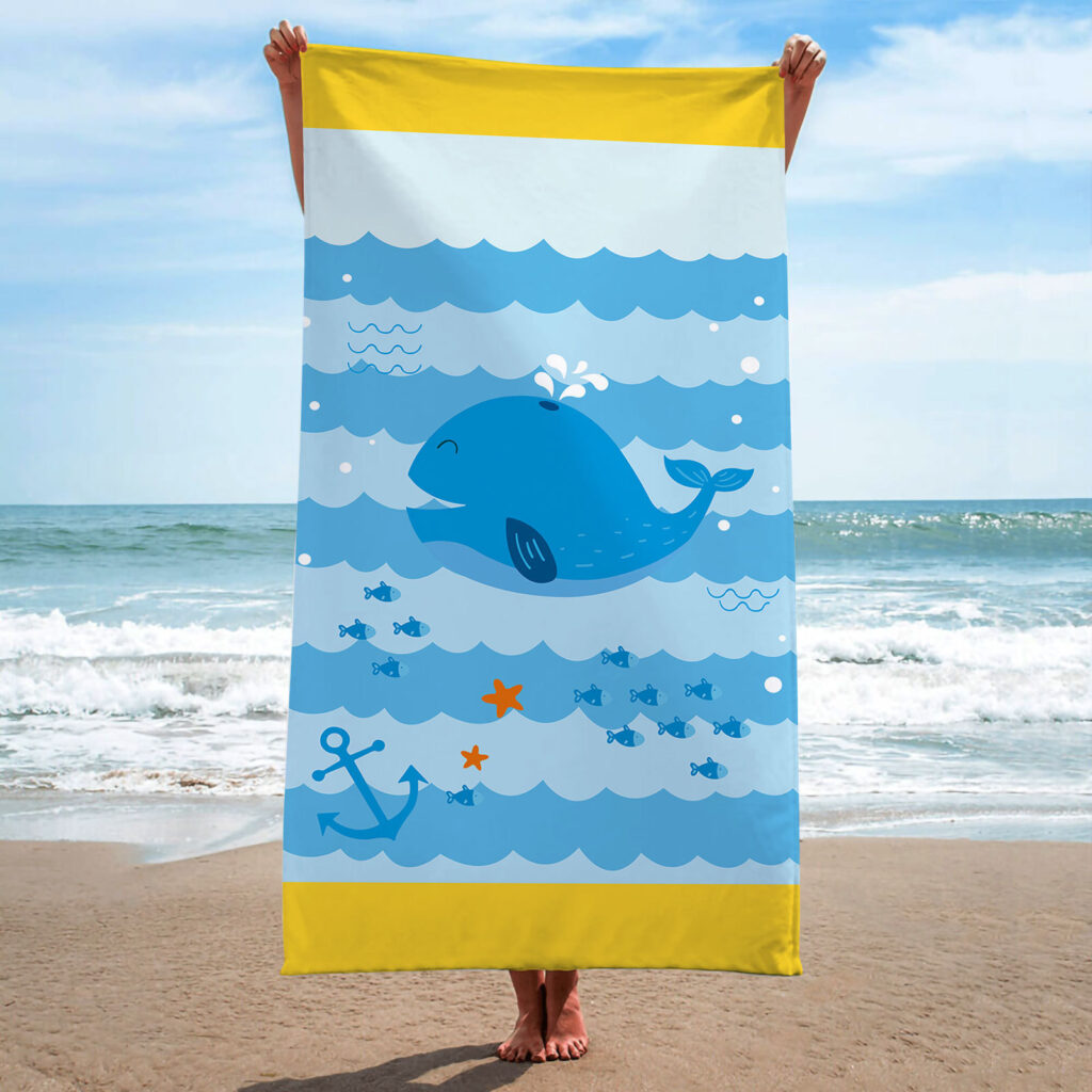 Dinosaur Whale Seahorse Striped Animal Beach Towel 3