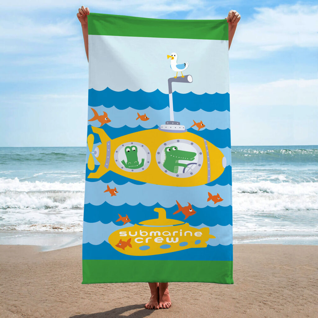 Dinosaur Whale Seahorse Striped Animal Beach Towel 4