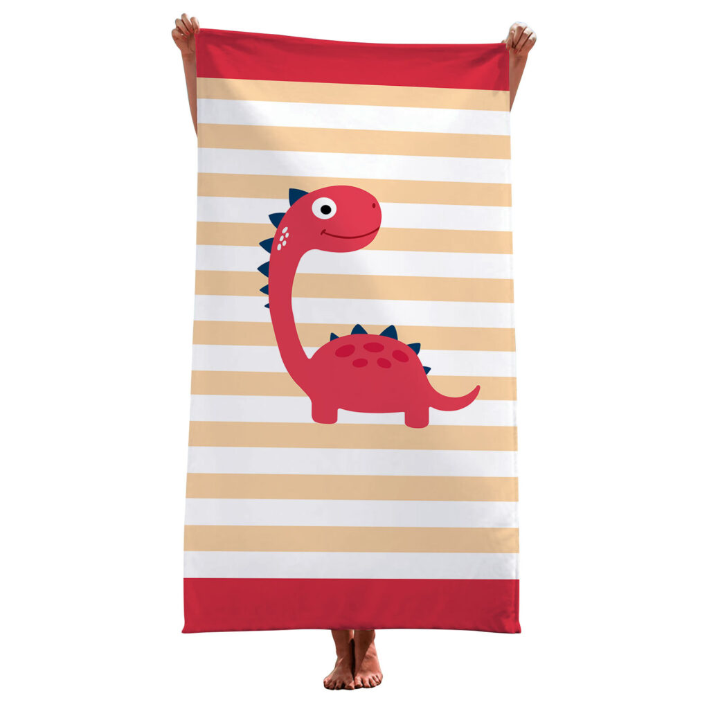 Dinosaur Whale Seahorse Striped Animal Beach Towel 5