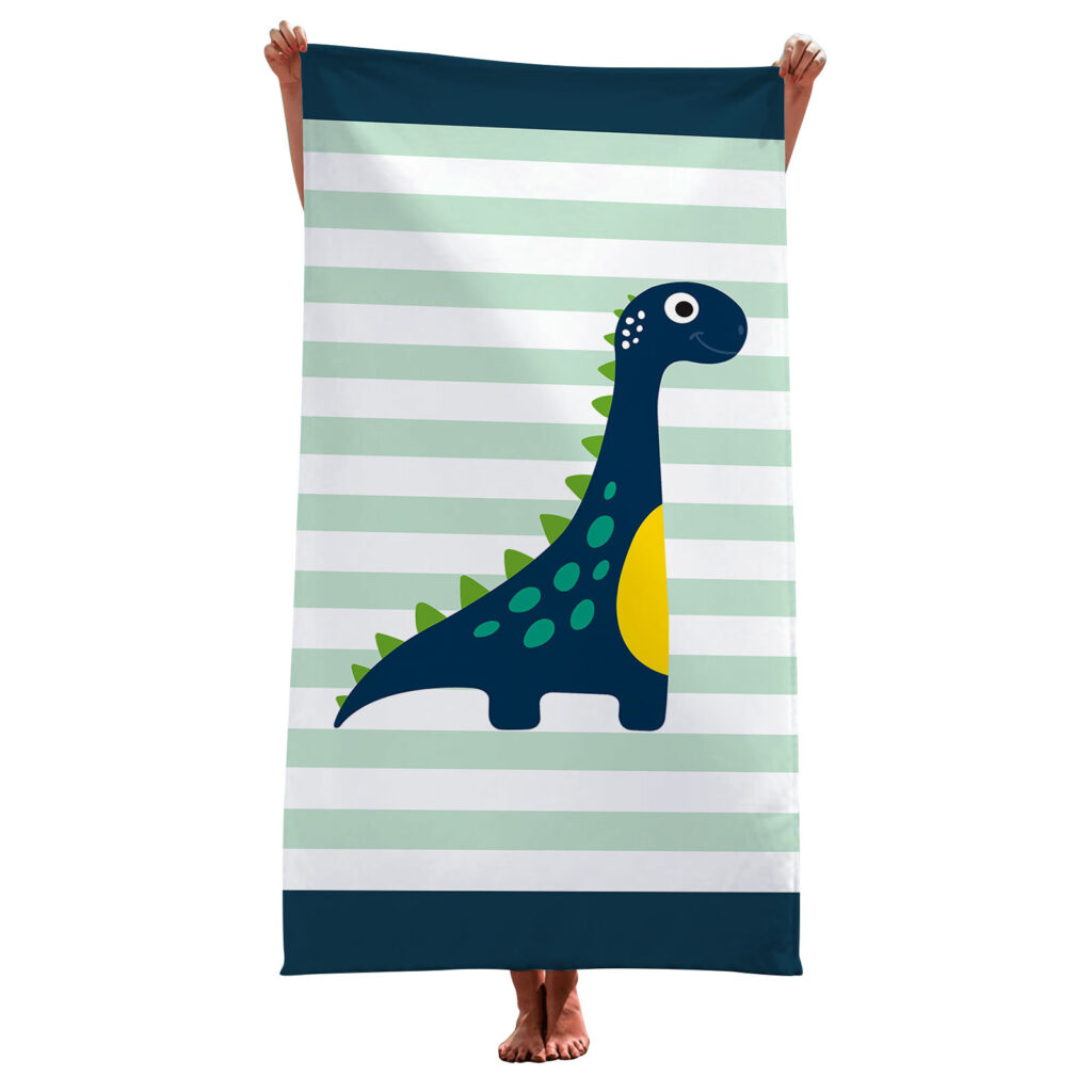 Dinosaur Whale Seahorse Striped Animal Beach Towel 7