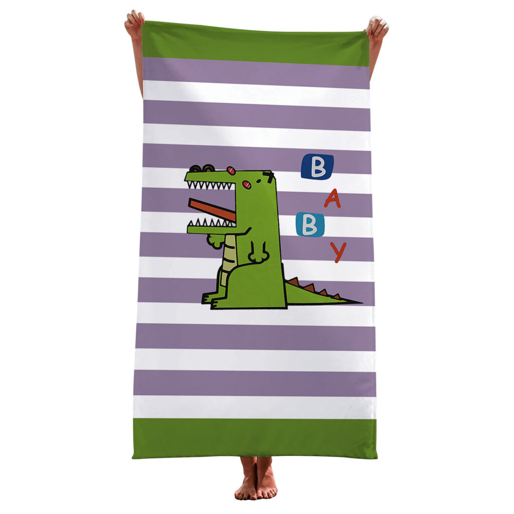 Dinosaur Whale Seahorse Striped Animal Beach Towel 9