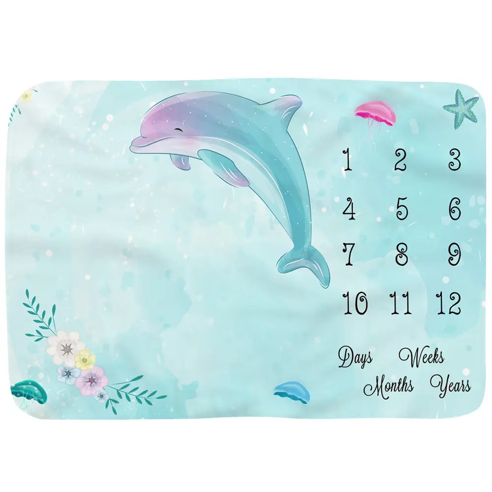 Dolphin Mermaid Baby Milestone Blanket 10
