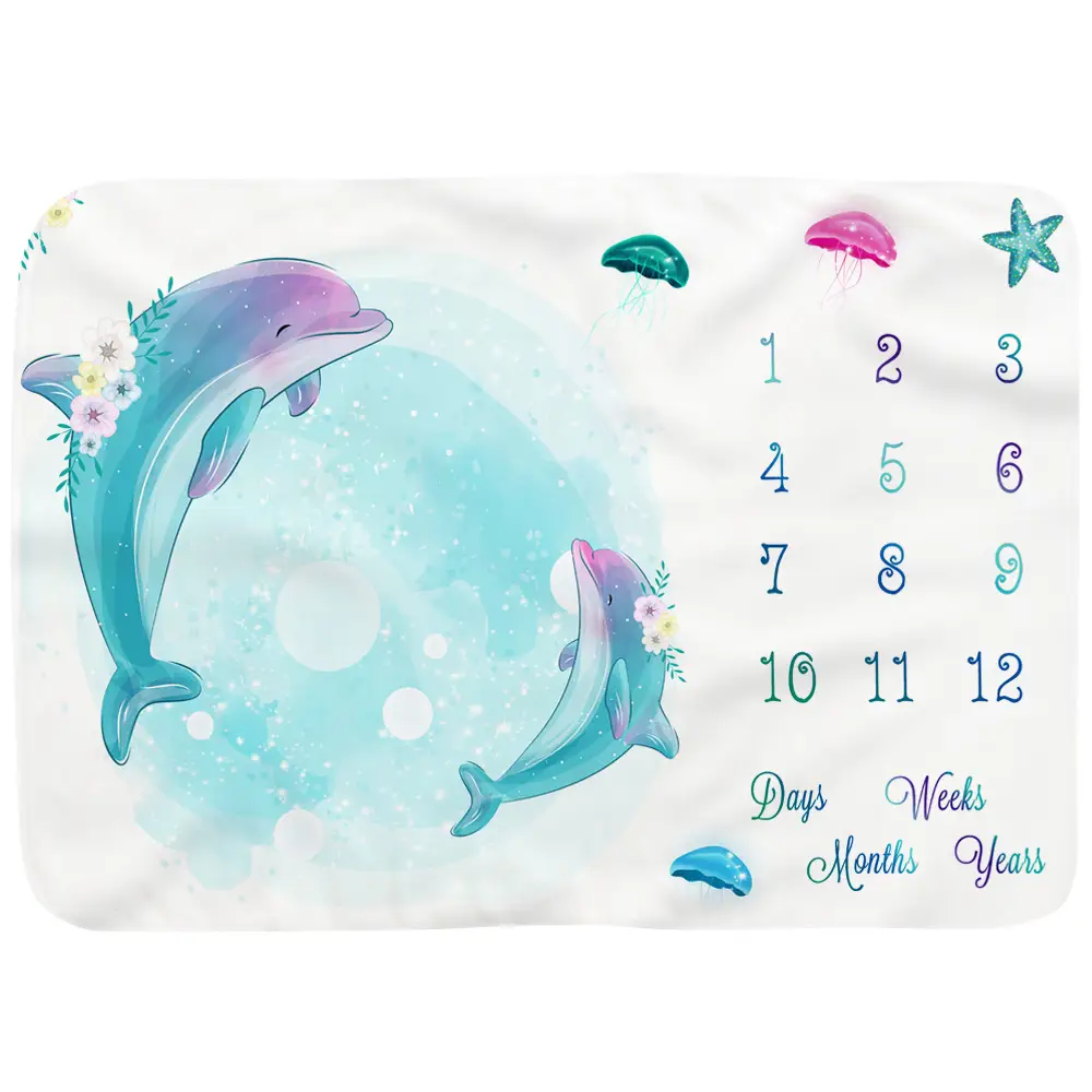 Dolphin Mermaid Baby Milestone Blanket 11