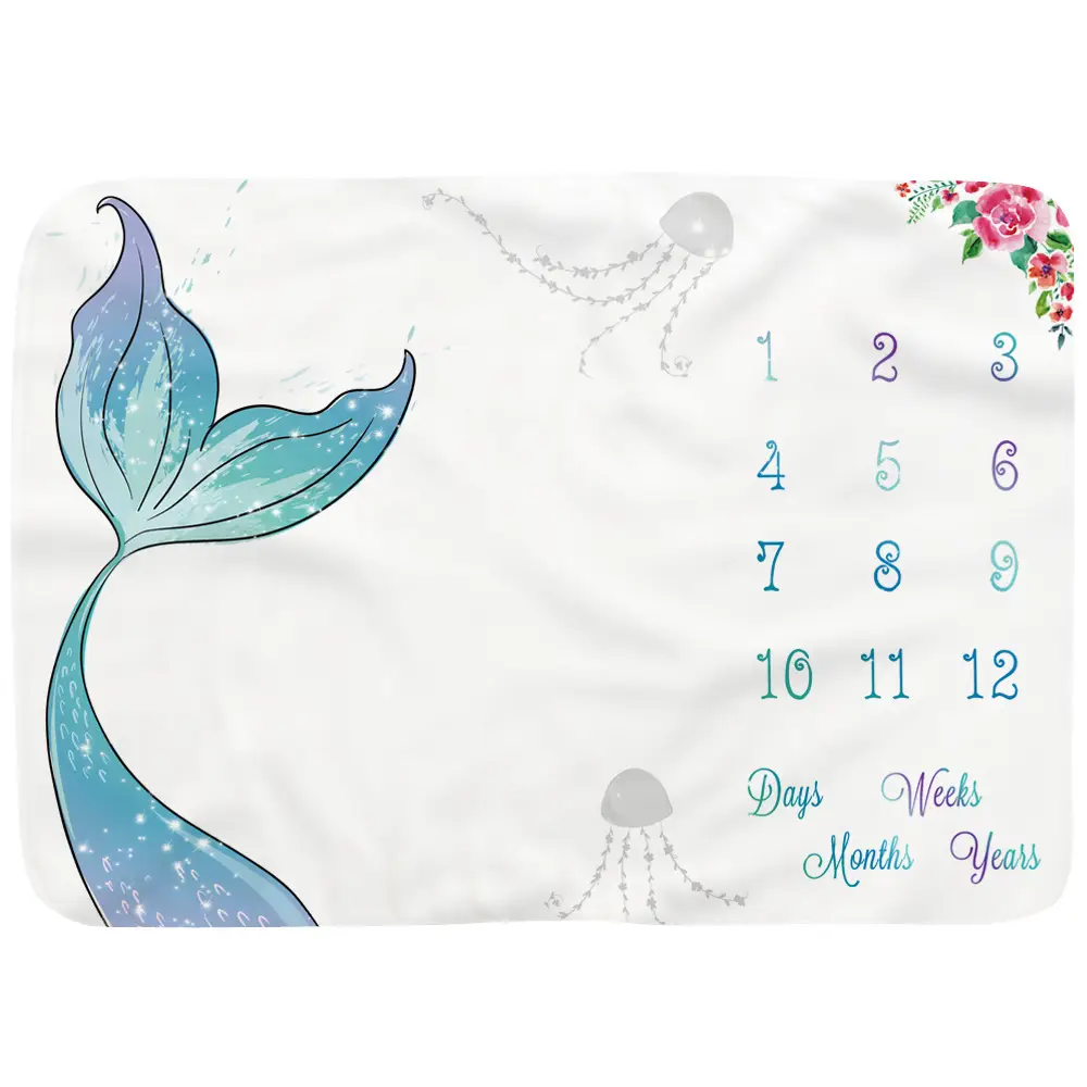 Dolphin Mermaid Baby Milestone Blanket 6