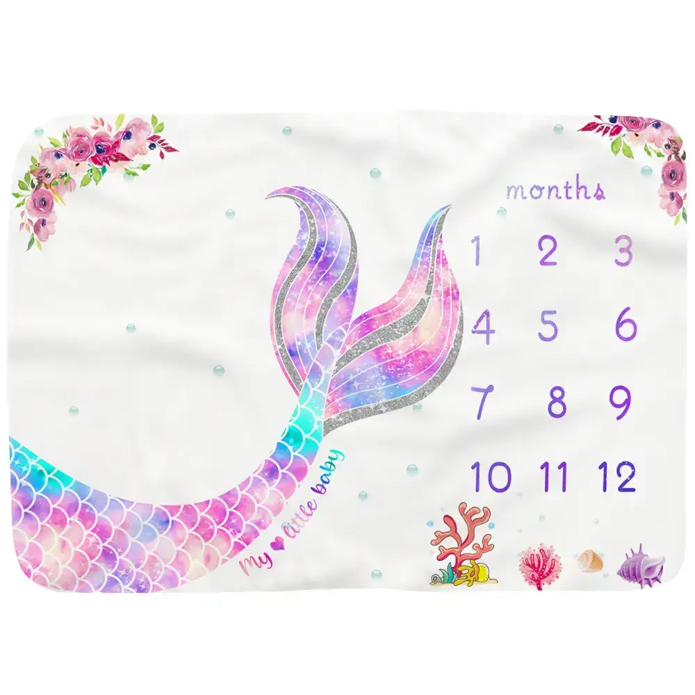 Dolphin Mermaid Baby Milestone Blanket 8