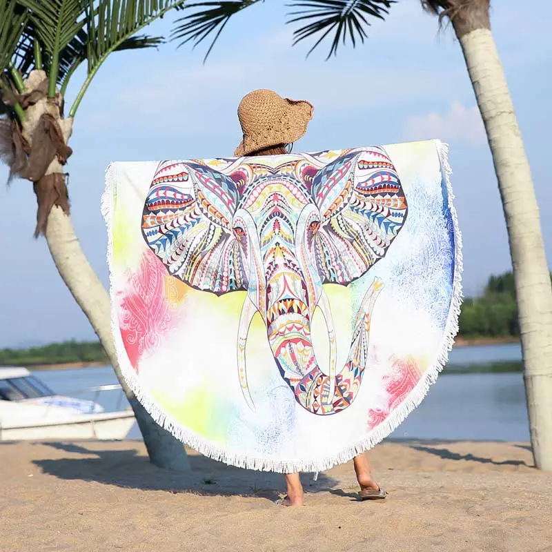 Model Display - Lefovs Round Beach Towels 17 Elephant Round Beach Towel 11