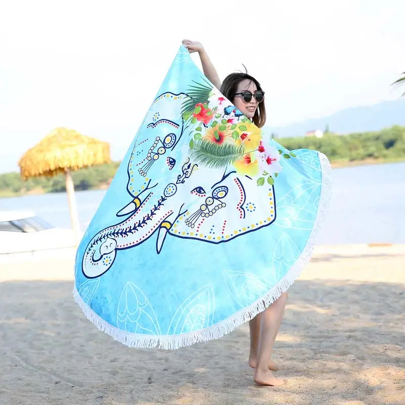 Model Display - Lefovs Round Beach Towels 13 Elephant Round Beach Towel 6