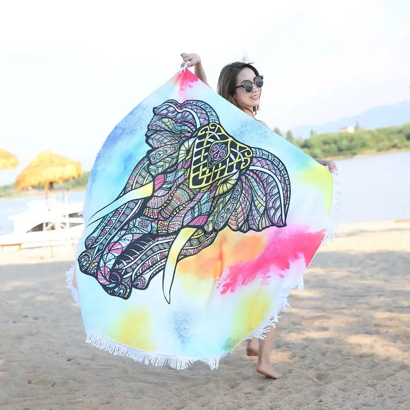 Model Display - Lefovs Round Beach Towels 12 Elephant Round Beach Towel 9