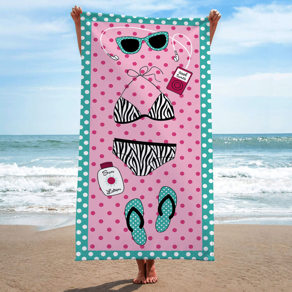 Flamingo Pink Beach Towel For Women 17