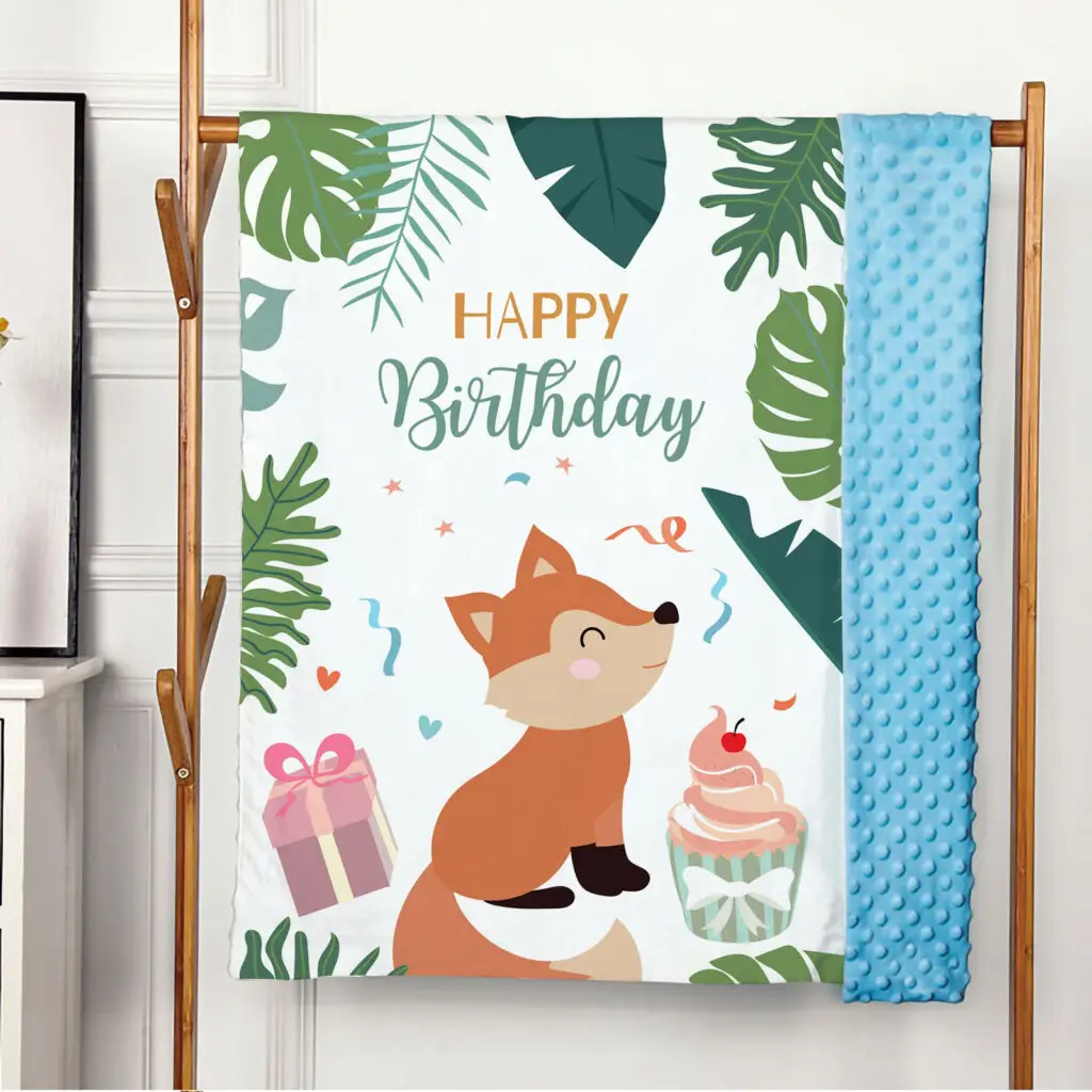 Fox Lion Tiger Monkey Minky Blanket 3