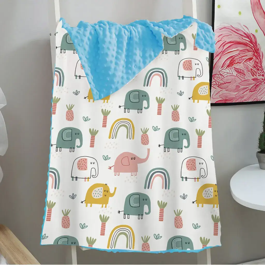 Full Printed Elephant Baby Minky Blanket 1