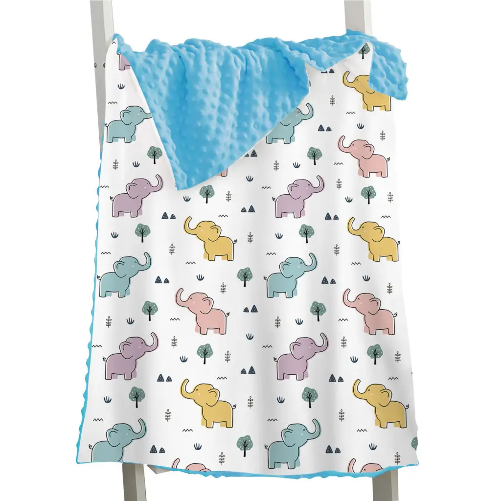 Full Printed Elephant Baby Minky Blanket 10