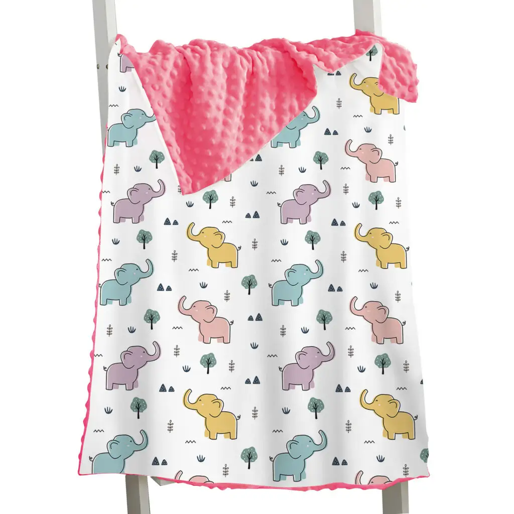 Full Printed Elephant Baby Minky Blanket 11