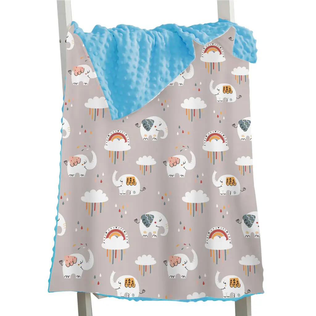 Full Printed Elephant Baby Minky Blanket 12