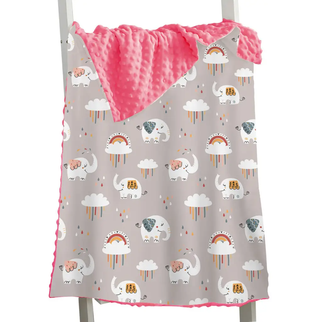 Full Printed Elephant Baby Minky Blanket 13