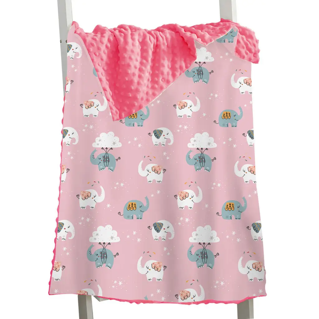 Full Printed Elephant Baby Minky Blanket 15