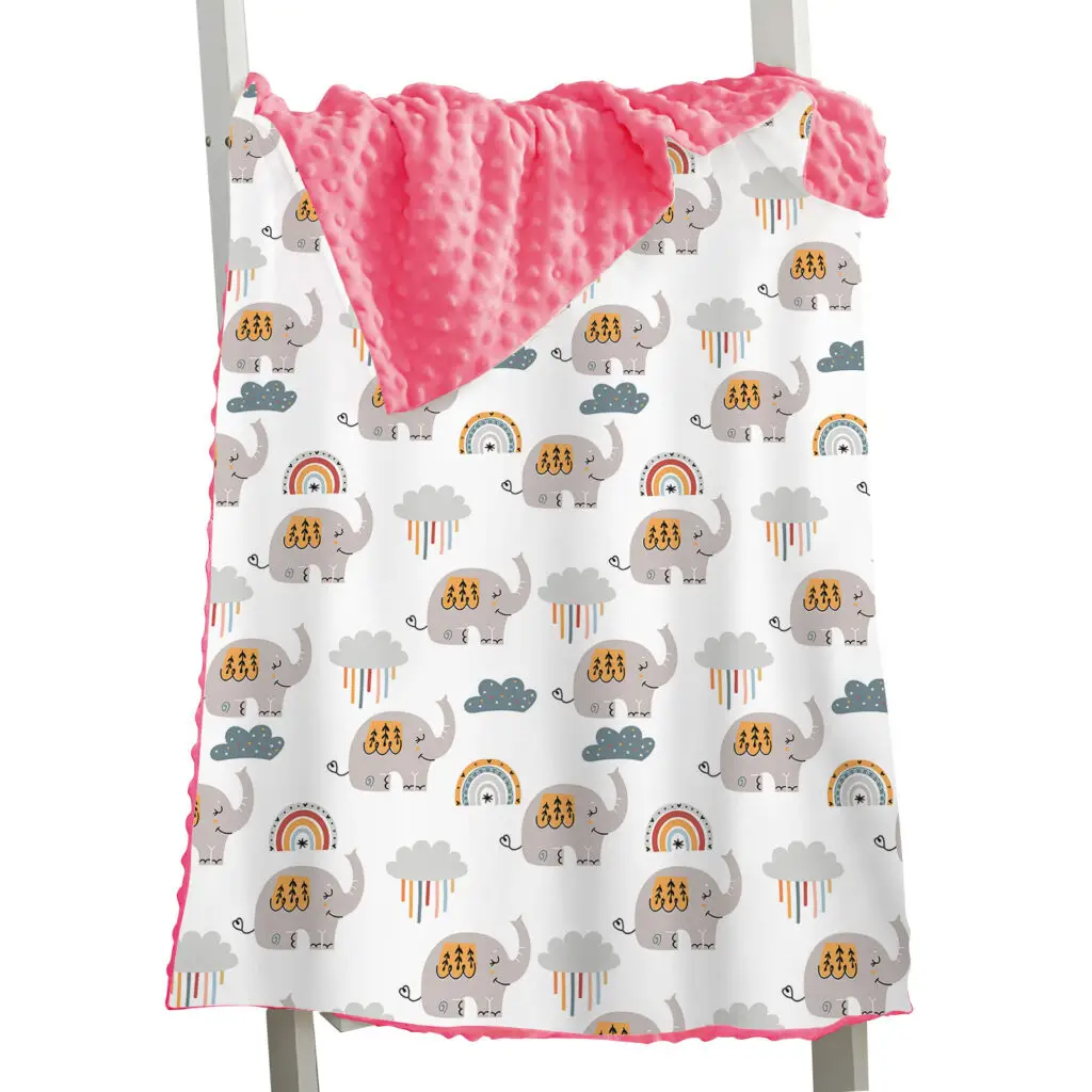 Full Printed Elephant Baby Minky Blanket 16