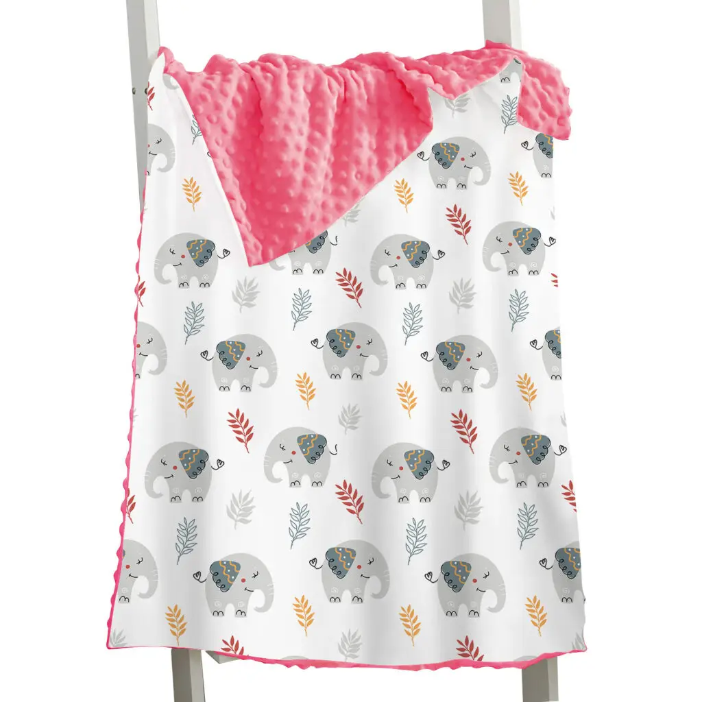 Full Printed Elephant Baby Minky Blanket 18