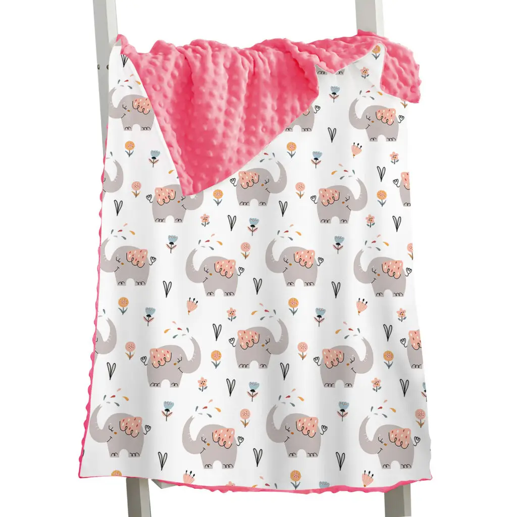 Full Printed Elephant Baby Minky Blanket 20