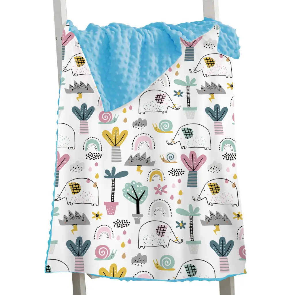 Full Printed Elephant Baby Minky Blanket 24