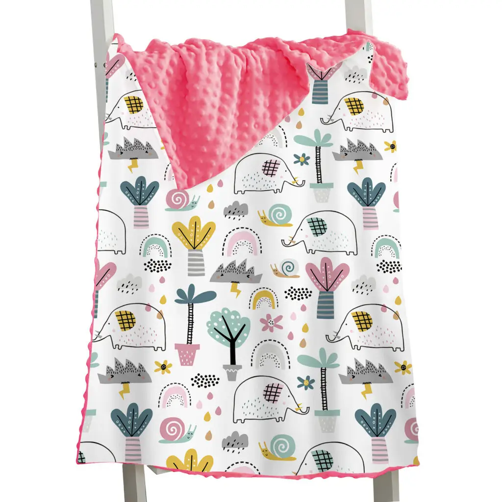 Full Printed Elephant Baby Minky Blanket 25