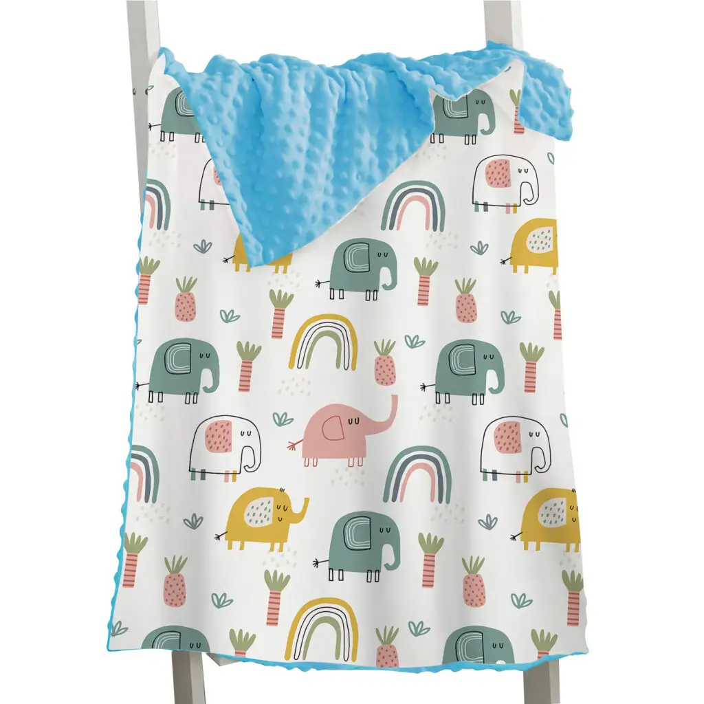 Full Printed Elephant Baby Minky Blanket 26