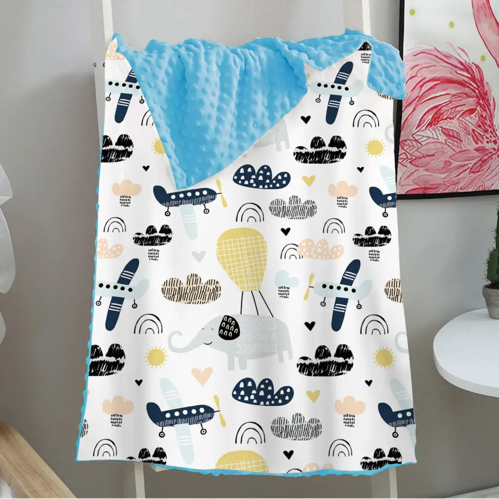 Full Printed Elephant Baby Minky Blanket 3