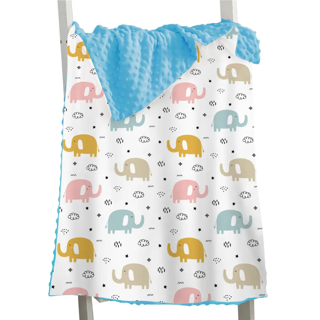 Full Printed Elephant Baby Minky Blanket 6
