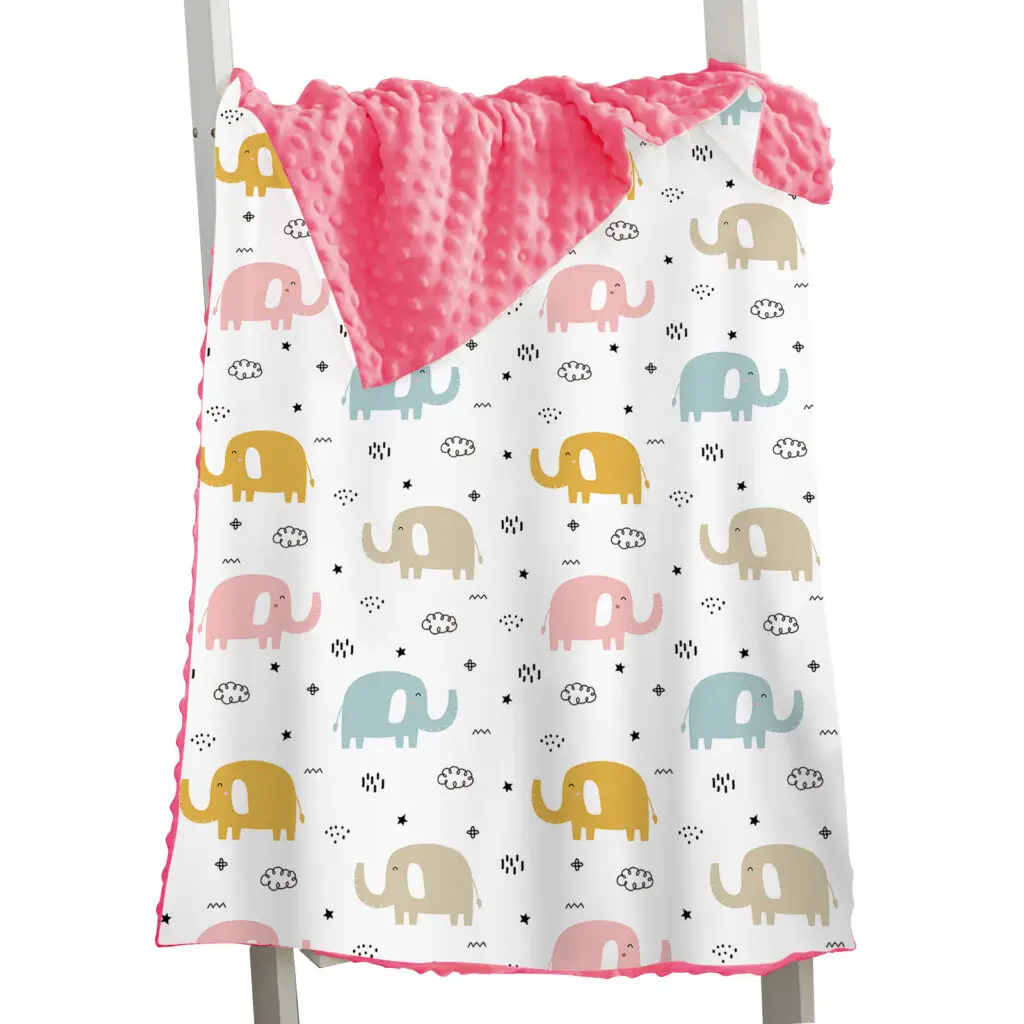 Full Printed Elephant Baby Minky Blanket 7