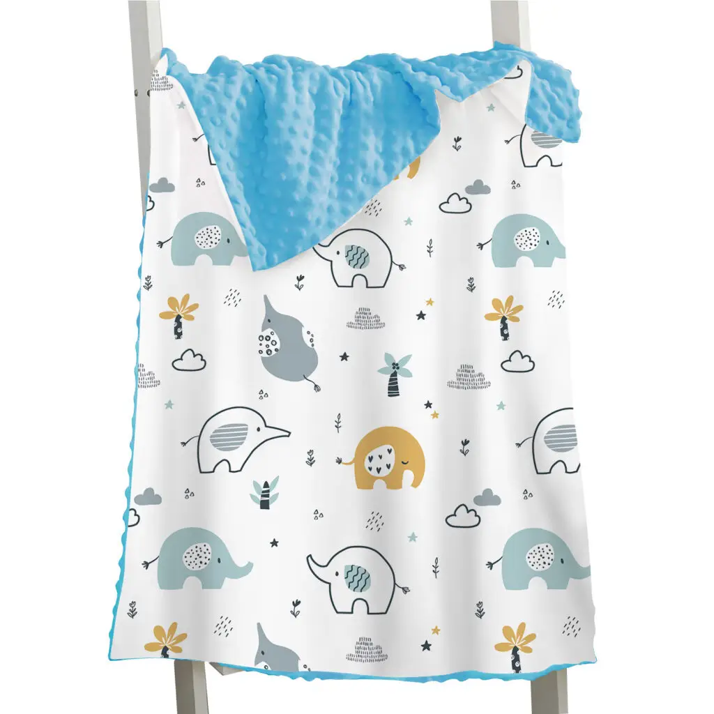 Full Printed Elephant Baby Minky Blanket 8