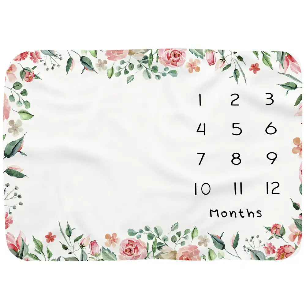 Garden Flower Leaves Baby Milestone Blanket 10