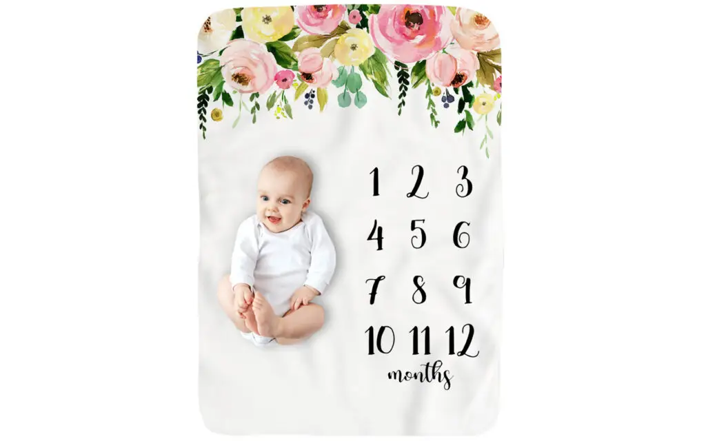 Garden Flower Leaves Baby Milestone Blanket