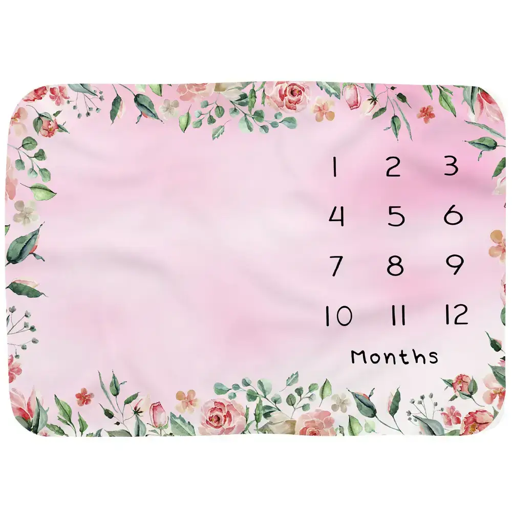 Garden Flower Leaves Baby Milestone Blanket 11