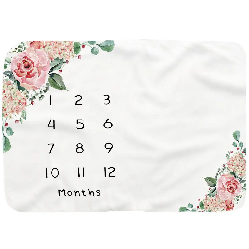 Garden Flower Leaves Baby Milestone Blanket 12