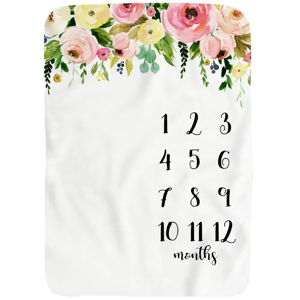 Garden Flower Leaves Baby Milestone Blanket 13