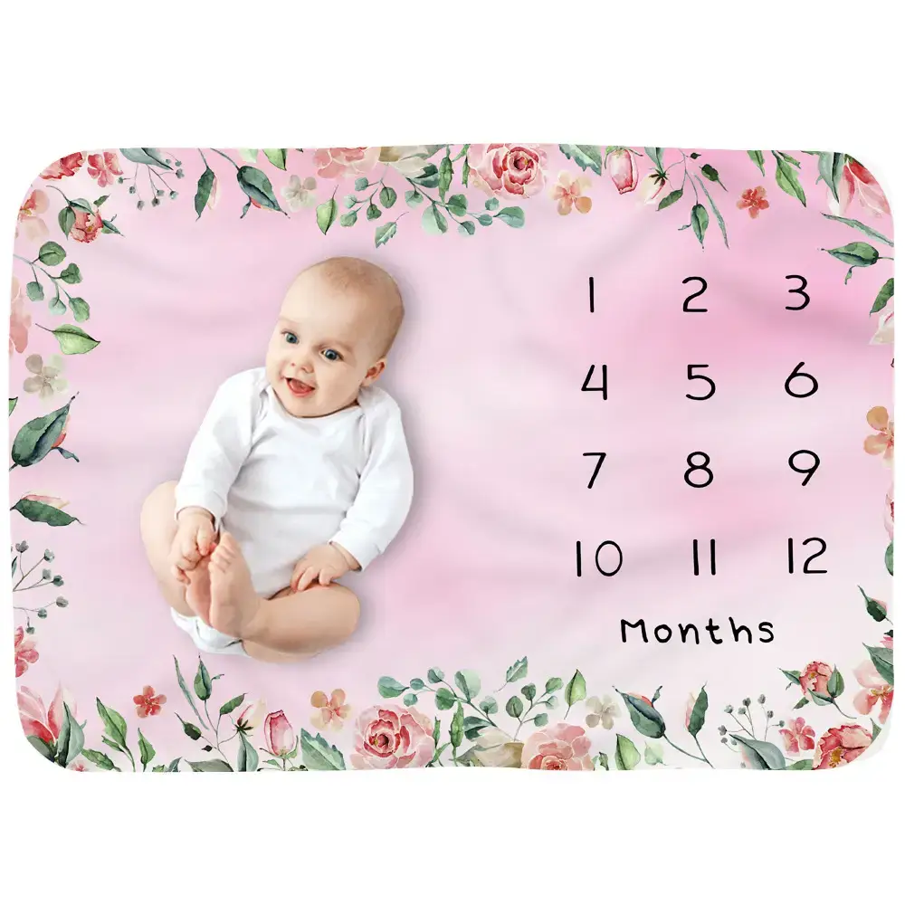 Garden Flower Leaves Baby Milestone Blanket 2