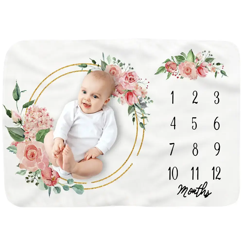 Garden Flower Leaves Baby Milestone Blanket 3