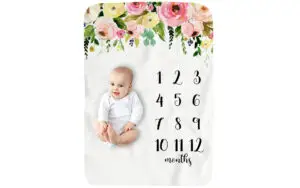 Garden Flower Leaves Baby Milestone Blanket
