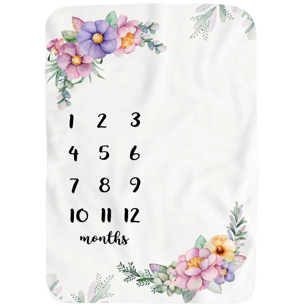 Garden Flower Leaves Baby Milestone Blanket 6